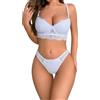 YCAngela Set di reggiseno sexy e mutandine, set di biancheria intima da donna, 2 pezzi, copertura completa, reggiseno push-up, bralette in pizzo e biancheria intima, bianco, 38B