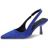 Dasongff - Scarpe da donna con tacco alto sexy, con tacco basso e spesso, scollatura retrò, punta chiusa, comode, con punta classica, per cerimonie, ufficio, matrimoni, blu, 38 EU