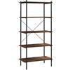 vidaXL Scaffale con 5 Mensole Nero e Naturale 80x40x163 cm