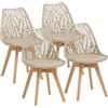 GrandCA HOME Set di 4 sedie da pranzo in stile nordico,sedia imbottita per cucina,sedia per soggiorno,gambe in legno di faggio,schienale traforato,per cucina,soggiorno e sala da pranzo-Kaki
