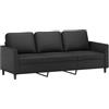 vidaXL Divano a 3 Posti Nero 180 cm in Similpelle