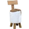vidaXL Sgabello in Pelle di Capra e Legno Massello di Teak