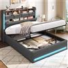 AOGLLATI Letto Matrimoniale con Contenitore 140x200 cm, Grigio Scuro