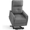 MCombo M Poltrona TV con Alzata Elettrica, Poltrona TV con funzione reclinabile fino a 135°, Massaggio & Riscaldamento, piccolo alzapersona, poltrona senior per soggiorno 7027 (Tessuto, Grigio)