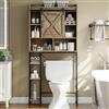 Drmilito Scaffale Bagno Salvaspazio Sopra WC e Lavatrice Multifunzionale | per Bagno, Cucina, Libreria Scaffale Legno e Metallo 80 x 30 x 172 cm