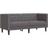vidaXL Tweezitsbank Chesterfield-stijl kunstleer grijs