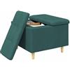 vidaXL Ottoman met Opbergruimte Donkergroen 60 x 60 x 45 cm Stof