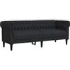vidaXL Divano Chesterfield a 3 Posti Nero in Tessuto