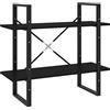vidaXL Libreria a 2 Ripiani Nera 80x30x70 cm in Legno Multistrato