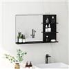 kleankin Specchio Bagno Moderno con 2 Ripiani Laterali 75x10x48 cm Nero