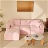 Litbird Divano Angolare Modulare 3 Posti 265 cm, 4 Moduli, Ciniglia, Rosa