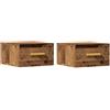 vidaXL Nachtkastjes 2 st wandgemonteerd 35x35x20 cm oud houtkleurig