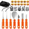 VOPIWOZ Kit Intaglio Zucca Halloween Contiene 7 Pezzi di Coltello per Intagliare Le Zucche e 12 Adesivi per Modelli, Strumento per Intagliare Le Zucche Adatto a Bambini e Adulti