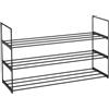 Sekey Scaffale Scarpe 3 Ripiani | Impilabile & Spazio Ridotto per Ingresso/Armadio | Metallico Organizzatore per 15-18 Paia | 92x29,5x55 cm Nero
