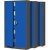 Jan Nowak Set di 3 Armadio da Ufficio C001 Archivio per Officina in Metallo Verniciato a polvere Chiudibile 185 cm x 90 cm x 40 cm (Antracite-Blu)