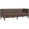 vidaXL Driezitsbank Chesterfield-stijl kunstleer bruin