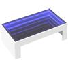 vidaXL Tavolino da salotto bianco con specchio a LED Infinity, robusto piano in legno e vetro, versatile, per soggiorno, camera da letto, salotto, 90 x 50 x 30 cm