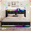 XMETPR Struttura letto 160x200cm con 4 cassetti, velluto, nero