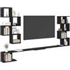 vidaXL Mensola per TV da muro Rovere Nero 180 x 15 x 94 cm