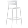 Cribel BELLA Set 2 Sgabelli Alti H65 con Schienale in Polipropilene Bianco, Design Ergonomico con Poggiapiedi per Penisola, Isola e Piano Snack Cucina, 51.5x47x90 HS 65cm