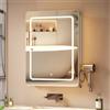 Hzuaneri Specchio Bagno Contenitore con LED,16,5 x 50 x 70 cm, Bianco
