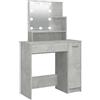 vidaXL Toeletta con LED Grigio Cemento 86,5x35x136 cm