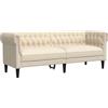 vidaXL Driezitsbank Chesterfield-stijl linnen