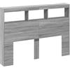 vidaXL Testiera con Contenitore a LED Grigio Sonoma 140x17x102 cm