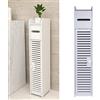 AUTOFU Armadietto portaoggetti impermeabile per bagno bagno, organizer laterale alto e sottile, espositore da pavimento, dispensa bianca con porta e porta carta igienica, 81 x 16 x 17 cm