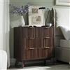 AetherWood Comodino scanalato con 3 cassetti, 81 cm, moderno, con piano in melammina effetto marmo, design curvo, per camera da letto e soggiorno (noce scuro)