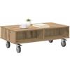 vidaXL Tavolino con Ruote Rovere artigianale 90 x 50 x 30 cm