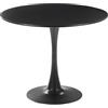 Beliani Tavolo da Pranzo Tondo 90 cm Nero Base in Metallo per Cucina 4 Posti