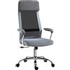 Vinsetto Sedia Ufficio Girevole a 360° con Dondolo 65x67x119-129cm Grigio