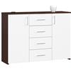 AKORD Cassettiera K45 con 4 cassetti e 2 ripiani con Ante | Mobiletti Ingresso Bagno | Armadio Cameretta | Comodino | B110 x H80 x P35 cm, peso 43 kg Wengé/Bianco