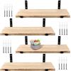 PUCSIQ Set di 4 Mensole da Muro in Legno 40x15x1,5 cm, Sospese a Parete con Viti per Cucina, Bagno e Camera da Letto