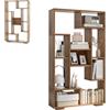 HOMASIS Libreria Scaffale con 9 Scomparti, Scaffale Aperto a Cubo, Libreria Verticale in Legno, Mobile Portaoggetti con Protezione Antiribaltamento, Divisorio per Soggiorno, 70x20x120cm (Naturale)