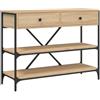 vidaXL Wandtafel met lades en schappen bewerkt hout sonoma eikenkleur