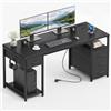 YOUDENOVA Scrivania per Computer 140 cm con Multipresa, Scrivania con 4 Cassetti, Supporto CPU, Scrivania Multifunzionale per Ufficio, Studio e Gaming, Montaggio Semplice Nero