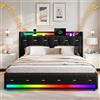 XMFFPM Struttura letto 140x200 cm con altoparlante Bluetooth,velluto,nero