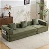 Kuczn Divano letto a 3 posti, in velluto a coste, con funzione sonno, pieghevole, per pavimento, con cuscino, portabicchieri e tasca laterale, per soggiorno e camera da letto (verde oliva, 3 posti)