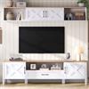 NNJN Set da parete per TV (set completo, 2 pezzi), supporto TV + vetrina sospesa, set da parete multimediale, set da 4 armadi e 1 cassetto, TV fino a 80, bianco 180 x 40 x 50 cm