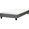 Beliani Letto Imbottito Tessuto Grigio Senza testiera Rete a doghe 90 x 200 cm