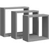 vidaXL Wandschappen kubus 3 st MDF grijs