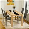 ZZINOKE Set Tavolo e Sedie da Pranzo, 1 Tavolo e 4 Sedie, Tavolo Rettangolare: 110x70x75cm, Sedie: 40x39x98cm, adatto Sala da Pranzo, Cucina e Soggiorno