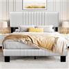 YIDATONG Letto Imbottito Matrimoniale 140x190 cm, Struttura letto con Testiera e Contenitore Sotto, Testiera Regolabile, Facile da Montare, Telaio del Letto Rete a Doghe in Legno per Camera da letto