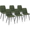 IDMarket - Set di 6 sedie da pranzo Mila in velluto verde cachi