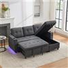 Luscriate Divano letto a tre posti 208 × 146 cm - Divano letto a 3 posti con funzione sleep, divano con USB & Type-C, portabevande e tasche laterali, divano ad angolo a L Treviso, grigio (Grey-B, 3
