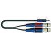 QUIK LOK - RKSA/194-2 MINIJACK STEREO/2 XLR FEMMINA, Cavo Adattatore Quik Lok ROK SOLID, Minijack Stereo / 2 x XLR Femmina, Colore Nero, Lunghezza 2 mt.