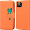 Ailisi Cover per Galaxy A22 5G, Orange Flip Cover Cartoon Cute Frog Custodia Protettiva Caso Libro in Pelle PU con Portafoglio, Funzione Supporto - Rana, Arancia