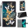 KENHONER Custodia per Xiaomi 13T / 13T Pro, Farfalla | Portafoglio Pelle PU, Magnetica, Resistente Agli Urti, Scomparto Carte Credito, Pieghevole, Flip Libro, Motivo